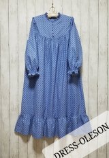 アンティーク柄で作るターシャのデイ・ドレス／長袖／選択　可：両ポケットオプション