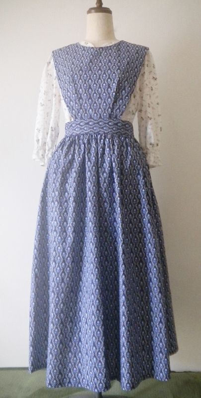 Edwardian エプロン アンティーク レトロプリント Dress Oleson